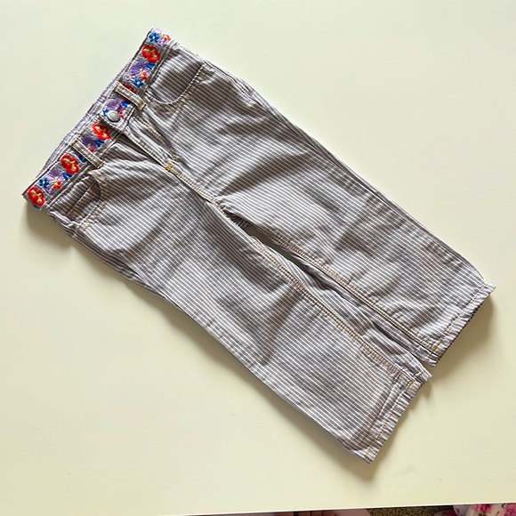 OSHKOSH | Girl’s Pants - 24 Months. Ticking Stripes and floral embroiderey - Picture 4 of 8
